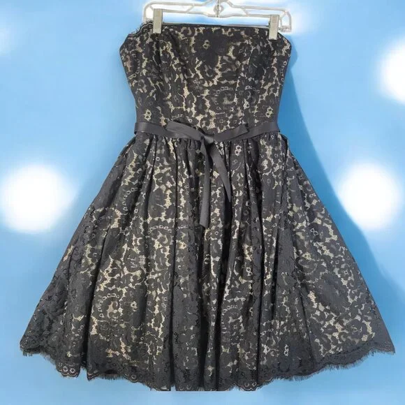 Neiman Marcus Target Robert Rodriguez Lace Strapless Party Cocktail Black Dress - Picture 6 of 7